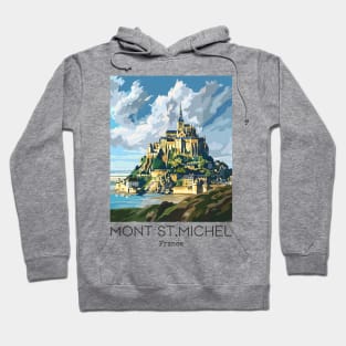 A Vintage Travel Illustration of Mont Saint Michel - France Hoodie